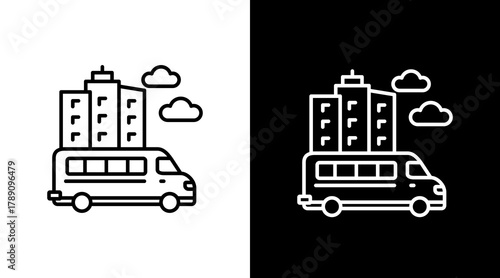 Public Transportation  White Icon Set Design