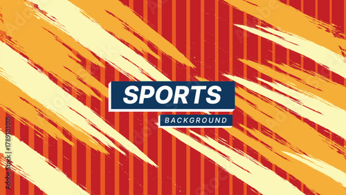 Dynamic Sport Background Template with Abstract Brush and Colorful Overlap Design