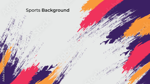 Dynamic Sport Background Template with Abstract Brush and Colorful Overlap Design