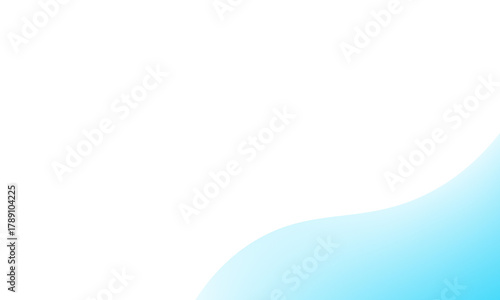 Abstract light blue gradient wave shape in the bottom right corner on transparent background