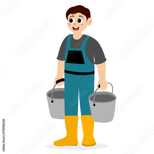 Agricultural worker. Farmers Characters Harvesting on Farm. Farming, harvesting, collecting vegetables. Diverse people, man and woman farm workers cartoon character set with different occupation. 