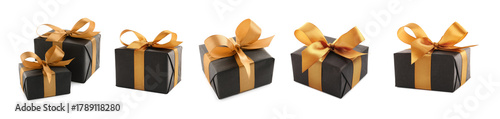 Set of gift boxes on white background