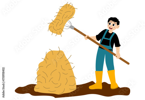 Agricultural worker. Farmers Characters Harvesting on Farm. Farming, harvesting, collecting vegetables. Diverse people, man and woman farm workers cartoon character set with different occupation. 