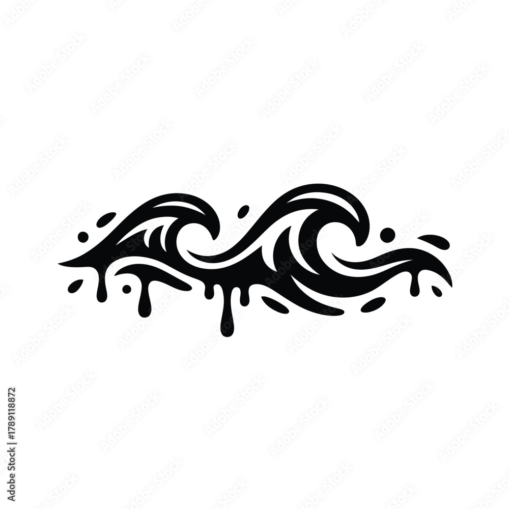 Obraz premium Stylized black wave design with dripping effect