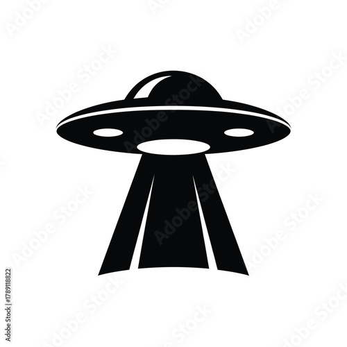 Black silhouette of a classic flying saucer ufo