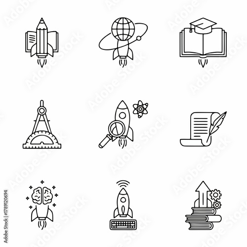 Education, Science, and Knowledge Startup Icons