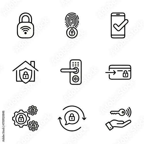 Smart Lock, Access Control, and Biometric Icons