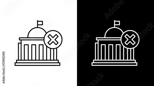 Closed Government Building  White Icon Set Design