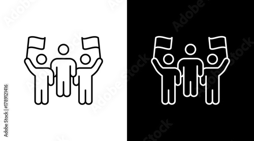 Protest Crowd  White Icon Set Design
