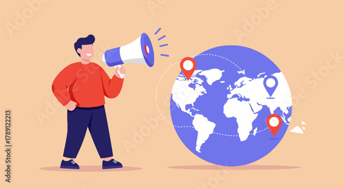 Global announcement of international business expansion and marketing.