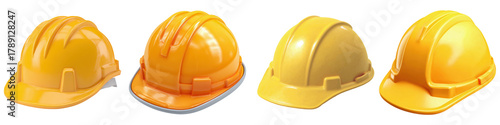 Yellow helmet construction equipment safety hardhat plastic protection isolated work