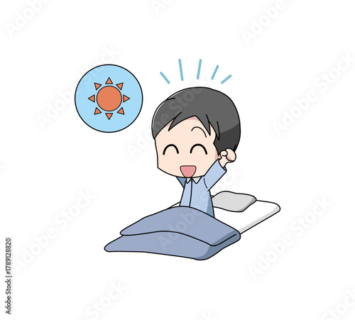 寝起きが良い男性のイラスト