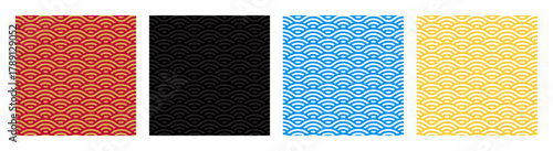 Abstract Japanese Wave Pattern Set. Vector Chinese Seamless Pattern. Korean Wavy Background.