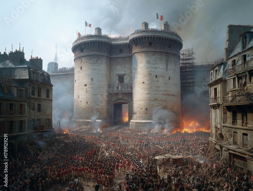 Storming the bastille during the french revolution in paris