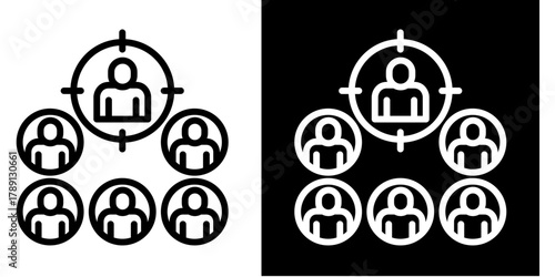 Target Audience  Icon Set White Style Collection