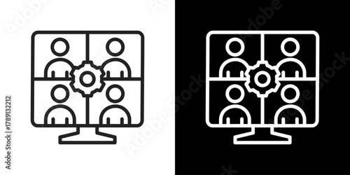 Virtual Team Icon Line Styles Vector Illustration 