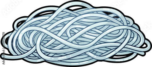 Close Up Of A Pile Of Light Blue Spaghetti Noodles On A White Background