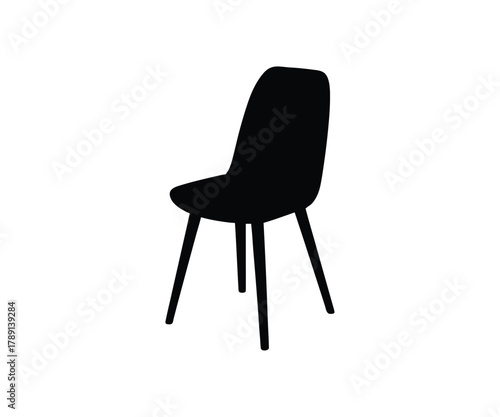 Black Silhouette of a Modern Dining Chair on White Background vector illustration