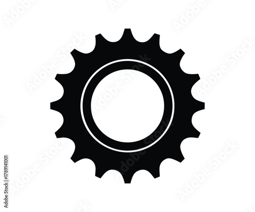 Black Silhouette of a Sprocket with Circular Detail gear cogwheel