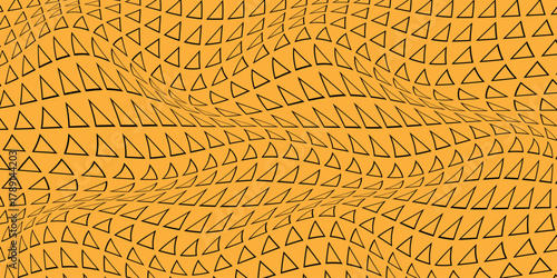 simple black outline triangle wave pattern on orange for banner poster background.