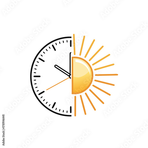 Sunrise clock face blends timekeeping with bright dawn light in a modern concept