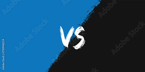 Blue and black grunge split background with white VS text in the center, modern abstract design template for gaming competition, sports battle, or team matchup banner illustration.