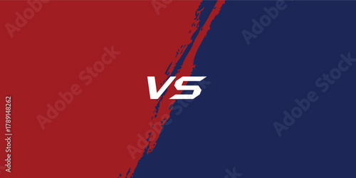 Red and blue grunge background with white VS text in the center, modern competitive template for sports match, gaming battle, or team comparison banner design illustration.