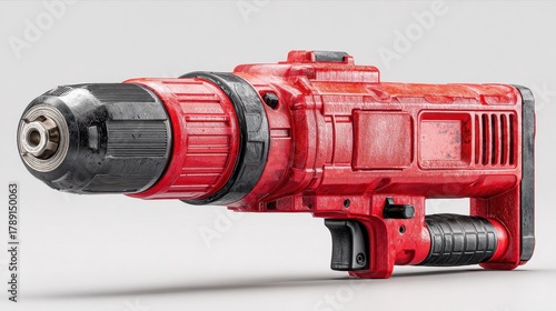 Red Demolition Hammer against a White Background