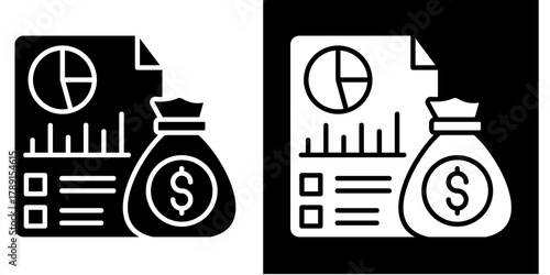 Cost Planning   Icon Set White Style Collection