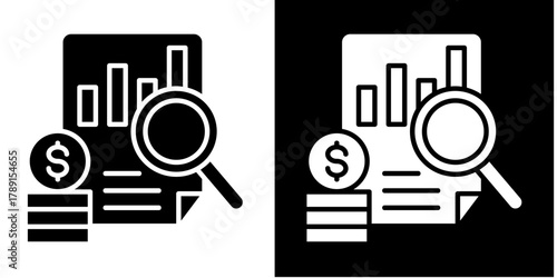 Cost Analysis   Icon Set White Style Collection
