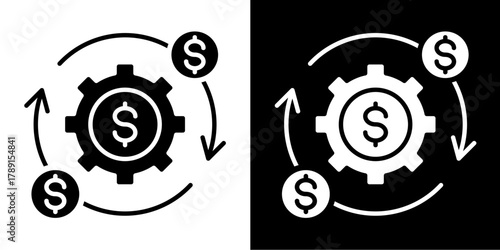 Operating Cost   Icon Set White Style Collection