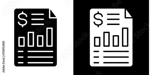 Financial Report   Icon Set White Style Collection