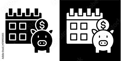 Savings Plan   Icon Set White Style Collection