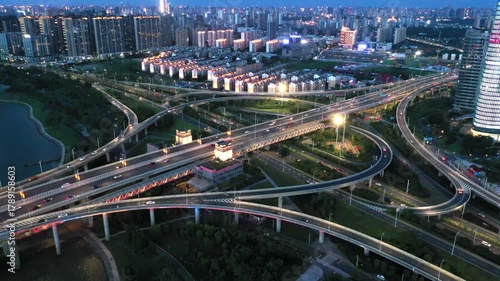 traffic in the city at night