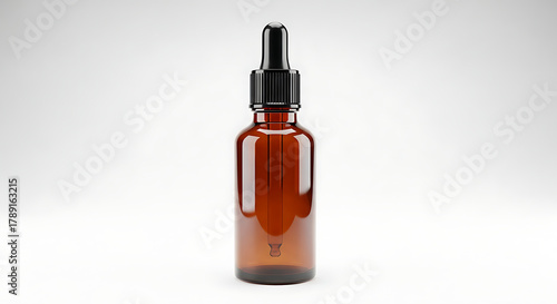 Wallpaper Mural Amber Glass Dropper Bottle with Black Cap and Pipette on White Background essential oil bottle serum bottle Torontodigital.ca