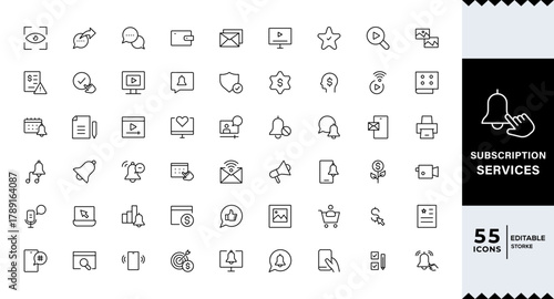 Pixel Perfect, Subscription Services Icon Set.  Most Useful Icons for Membership, Subscription, Billing, High-Quality Icons for Subscription Models, Digital Services, Payments, 