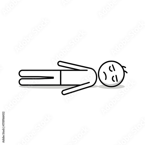 Stick figure lying on the floor feeling completely exhausted. Represents overwork, burnout, and lack of motivation.