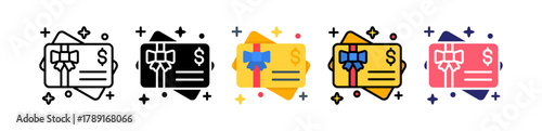Gift Card Multiple Style Icon Set Collection. 