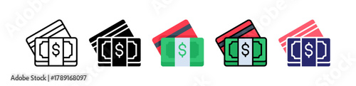 Payment Multiple Style Icon Set Collection. 