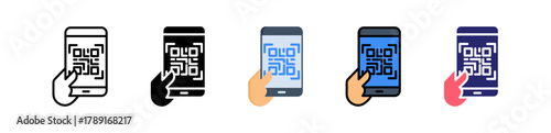 Qr Code Multiple Style Icon Set Collection. 