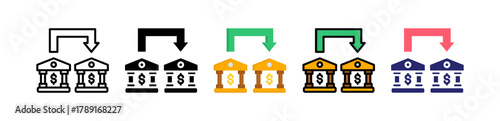 Bank Transfer Multiple Style Icon Set Collection. 