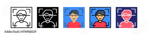 Face Recognition Multiple Style Icon Set Collection. 
