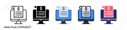 Online Invoice Multiple Style Icon Set Collection. 