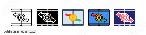 Crypto Transfer Multiple Style Icon Set Collection. 