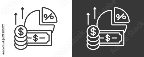 Profit Margin Icon Set Vector Collection Isolated In Black And White