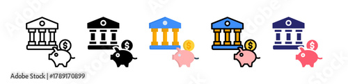 Saving Account Multiple Style Icon Set Collection. 