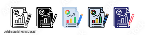 Statistical Report Multiple Style Icon Set Collection. 
