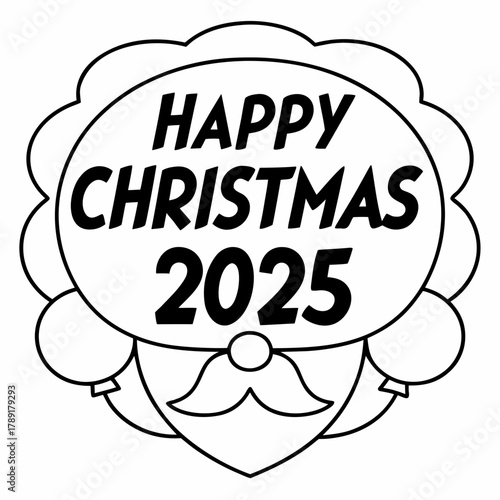 Christmas Greetings 2025: A festive and stylized illustration wishes Happy Christmas 2025, embodying the cheer and goodwill of the season, accompanied by decorative balloons.