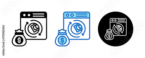 Money Laundering Multiple Style Icon Set Collection Mixed, Blue & Line. 