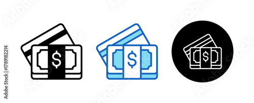 Payment Multiple Style Icon Set Collection Mixed, Blue & Line. 